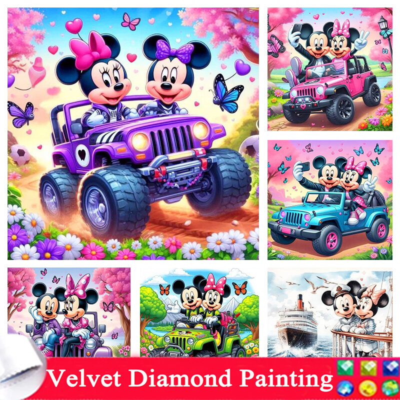 Disney-Peinture Diamant Ronde 5D, Dessin Animé Minnie Mouse, Broderie Diamant, Cadeau Fait Main, Point De Croix, Décoration Murale, DIY, 9