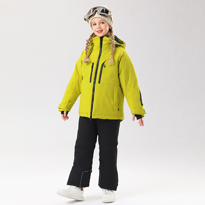 -30 ℃ setelan ski anak-anak lintas negara 100-160cm 5 6 7 8 9 10 11 12 13 14 15 tahun anak laki-laki perempuan Off road hangat tahan air