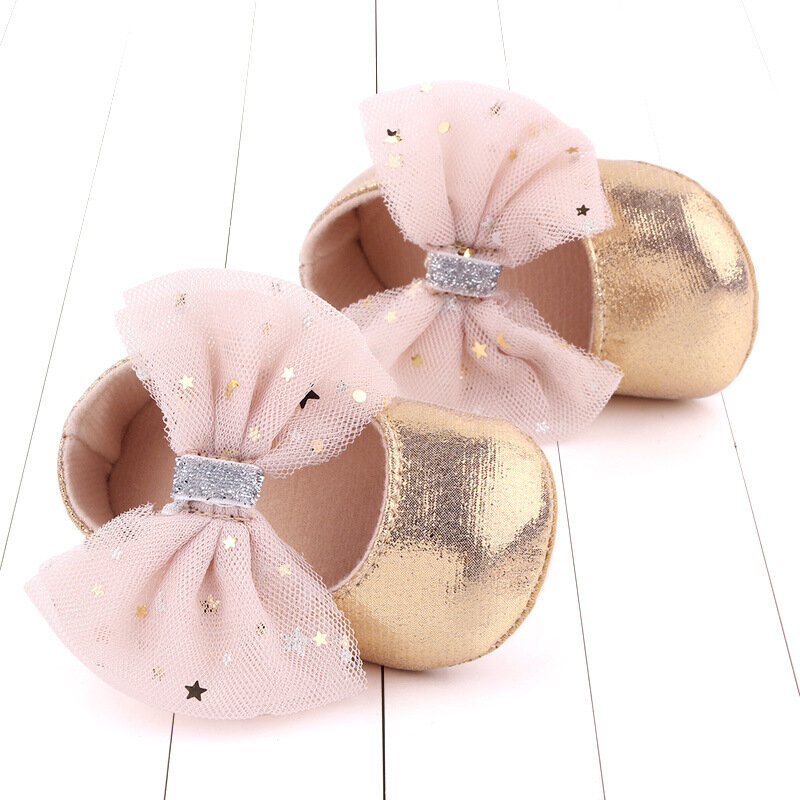 Zapatos de bebé con lazo para niñas pequeñas, zapatos de suela suave para caminar de princesa