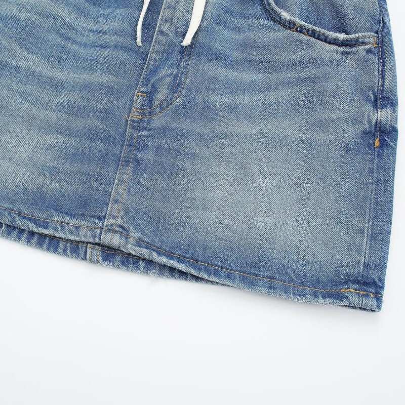 ВИНТАЖНАЯ ДЖИНСОВАЯ мини-юбка HOUZHOU Y2k, уличная одежда, пикантная Повседневная Лоскутная узкая джинсовая юбка с запахом на бедрах, корейская мода, лето