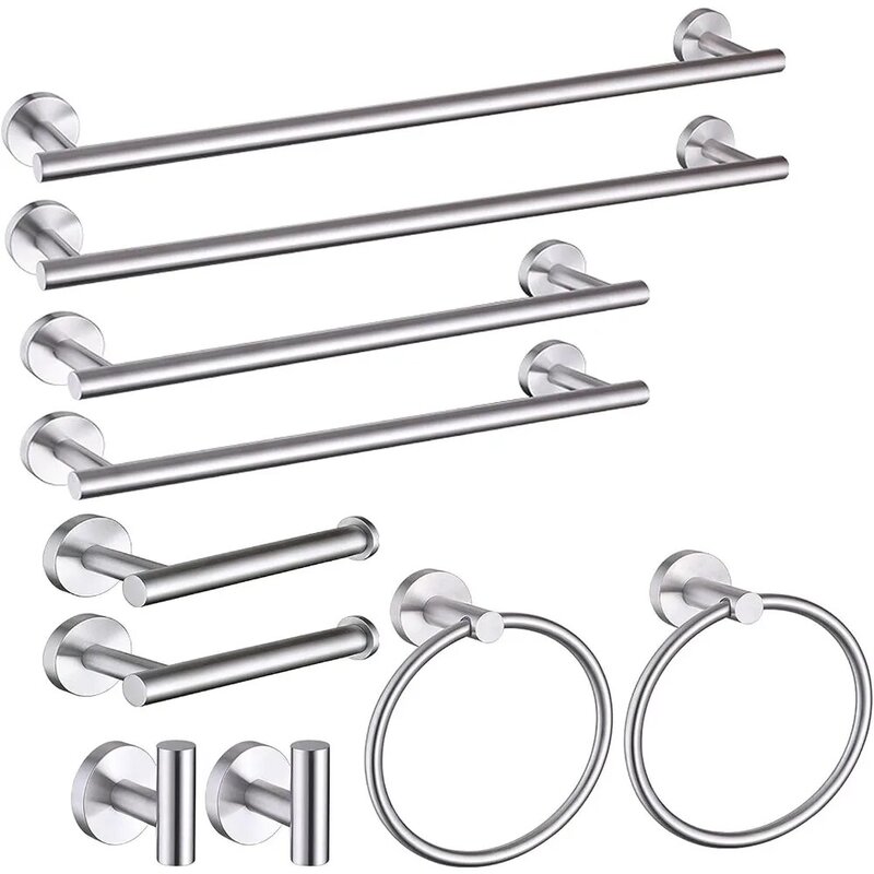 Escovado Níquel Banheiro Hardware Set, Acessórios Do Banheiro, Inclui 24 e 16 "Toalha Bar, Robe Hook, 10Pcs