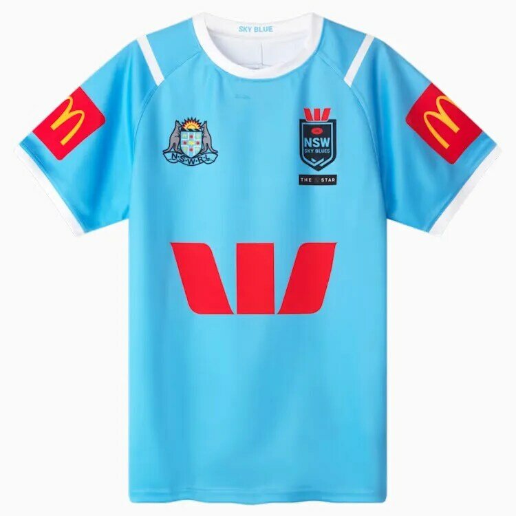 เสื้อกีฬา2024ผู้ชายสไตล์ NSW BLUES 2023/24 NSW NSW BLUES State of Origin รักบี้เทรนนิ่ง S-5XL ไซส์กางเกงขาสั้นผ้ายืด