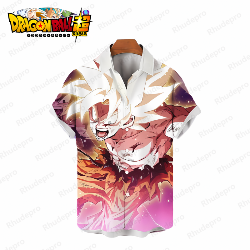 Camicia da uomo 2024 Dragon Ball Z manica corta Streetwear estate Super Saiya Y2k Harajuku Fashion Seaside Trip Anime