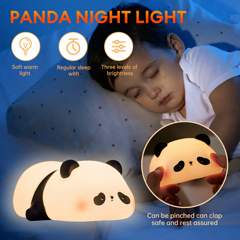 USB recarregável coelho LED Night Lights, ovelhas, Pat, Panda, lâmpada de silicone, cabeceira dos desenhos animados, crianças Nightlight, presente de aniversário, bonito