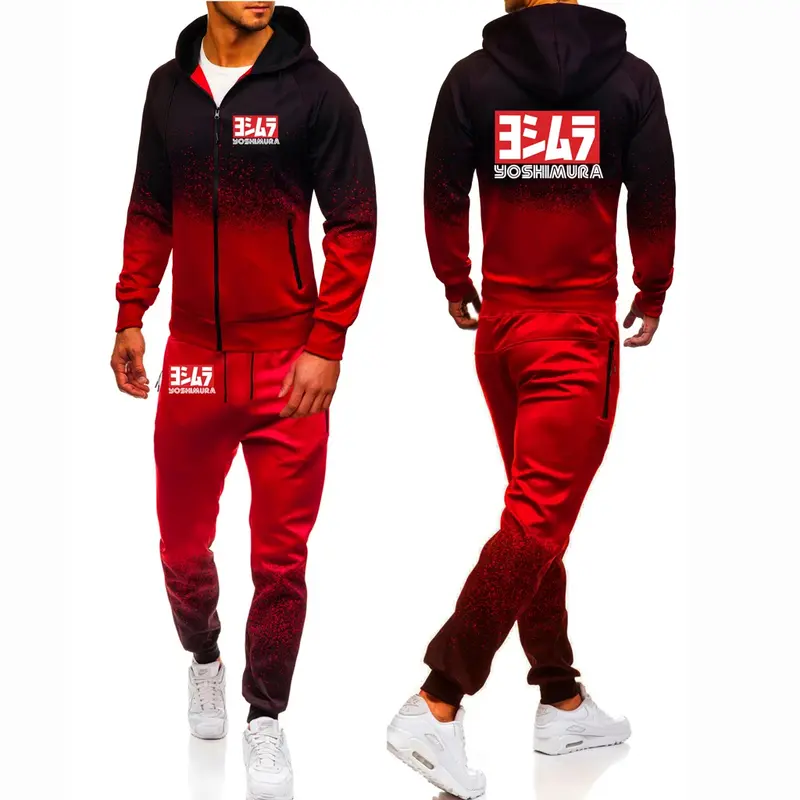 2024 Selling New Men Yoshimura Autumn Hoodie Casual Style Pure Cotton Hoodie Comfortable Men Popular Printed Gradient Color Suit