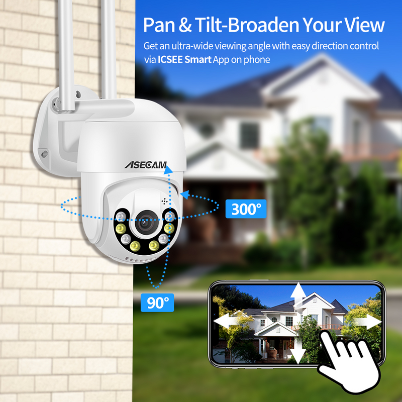 8MP 4K PTZ WIFI IP Camera Audio CCTV Surveillance Outdoor Night Color Wireless Waterproof Security Home AI Human Detection iCsee