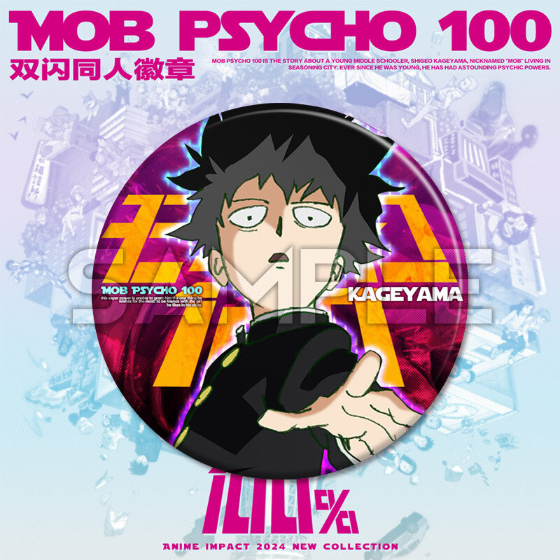 58mm Mob Psycho 100 Odznaka Mob Arataka Broszka Szpilki Anime Peryferyjny Element Flash Tornister Dekoracja Kolekcja Prezenty