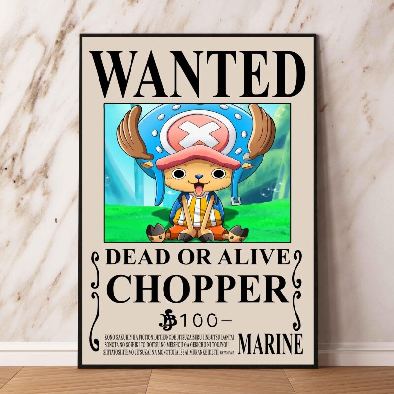 One Piece Anime Posters de Chopper Wanted, Pinturas Decorativas, Prints e Impressões, Arte de Alta Qualidade, Presentes de Aniversário