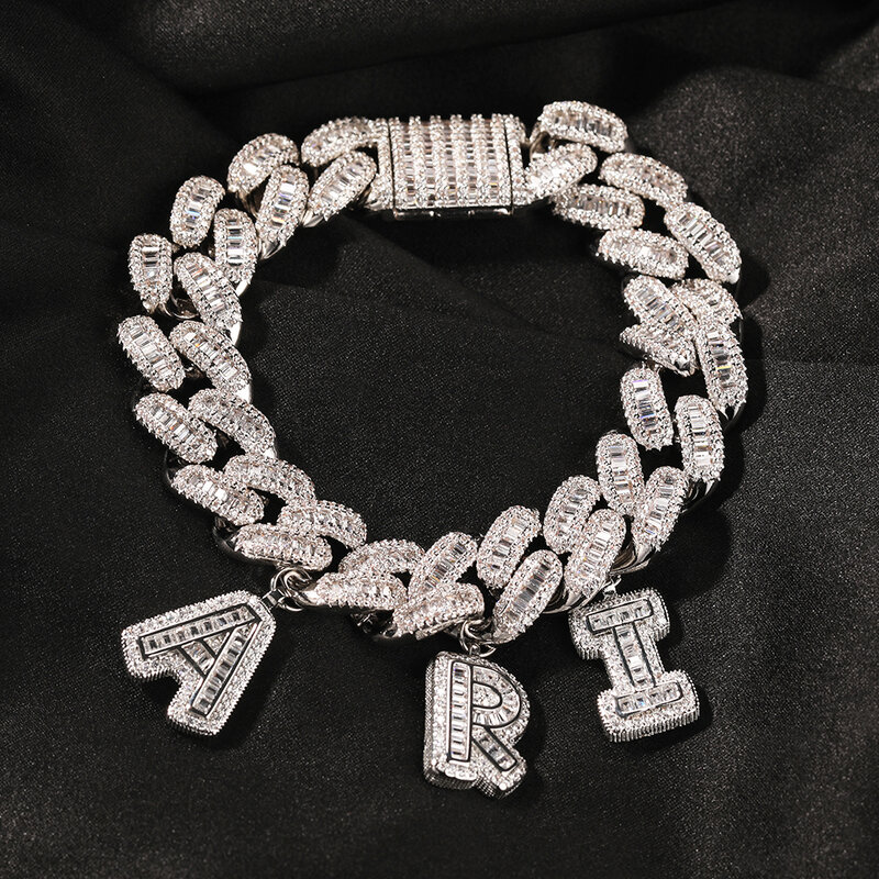 Uwin-pulsera de cadena cubana con letras cursivas, cadena de eslabones de Miami, Collar chapado en oro de lujo, Micro pavé, CZ, 15mm