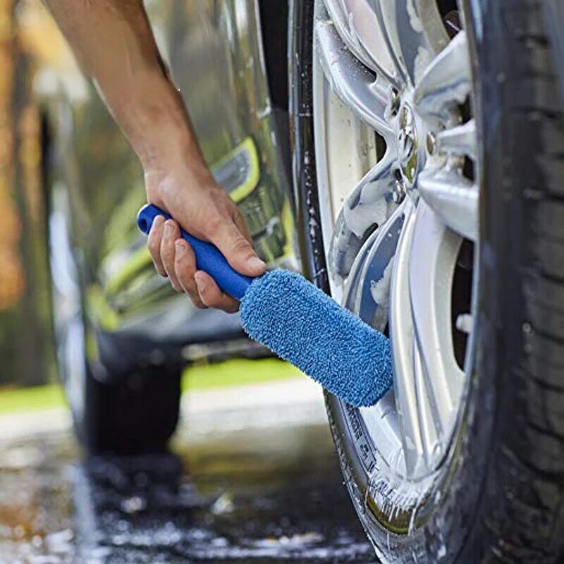 1PC Car Wash Portable Microfiber Wheel Tire Rim Brush    Cleaning for  with Plastic Handle Auto ing Cleaner Tools