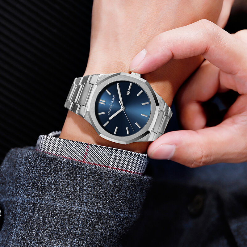 Jam tangan pria baja tahan karat asli merek Top jam tangan kuarsa Gerakan Jepang kedap air bisnis gaya Nordik jam tangan pria