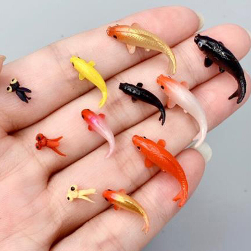 5Pcs Dollhouse Miniature ปลาปลาคาร์พการจำลองสัตว์สำหรับเด็กของเล่น DIY ตกแต่ง Goldfish Figurines หน้าแรก Decor
