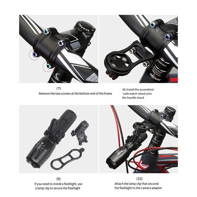 ABS Alloy Bicicleta Computer Camera Mount, fácil instalação, Universal Fit A maioria das bicicletas de montanha