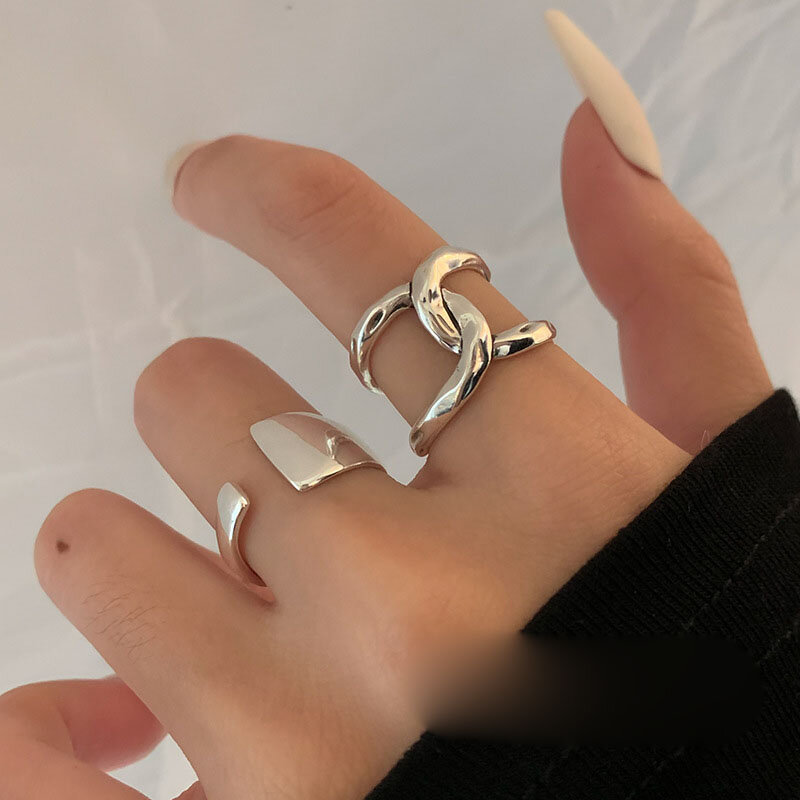 Женское кольцо ручной работы из серебра 925 пробы с геометрическим рисунком