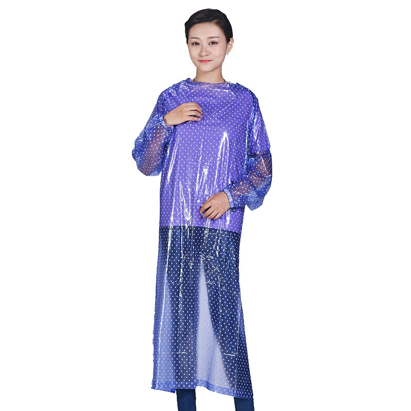 Porcha Transparent O Neck Long Sleeve Waterproof Rainproof Apron Design Raincoat Length 1.2meter