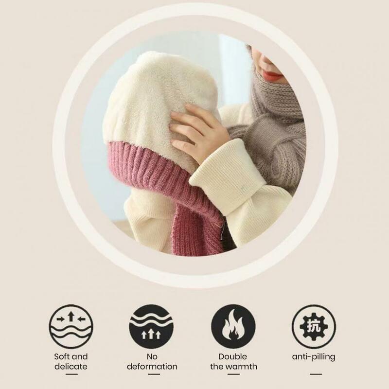 Topi kupluk tahan angin wanita, hangat nyaman musim dingin dengan syal ramah kulit tahan angin pelindung telinga luar ruangan