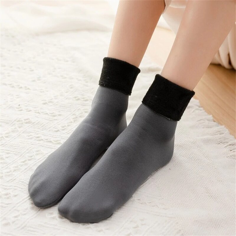 Plush Women Socks Winter Warm Thicken Thermal Snow Socks Solid Color Floor Men Socks Soft Velvet Wool Cashmere Home 2023 New