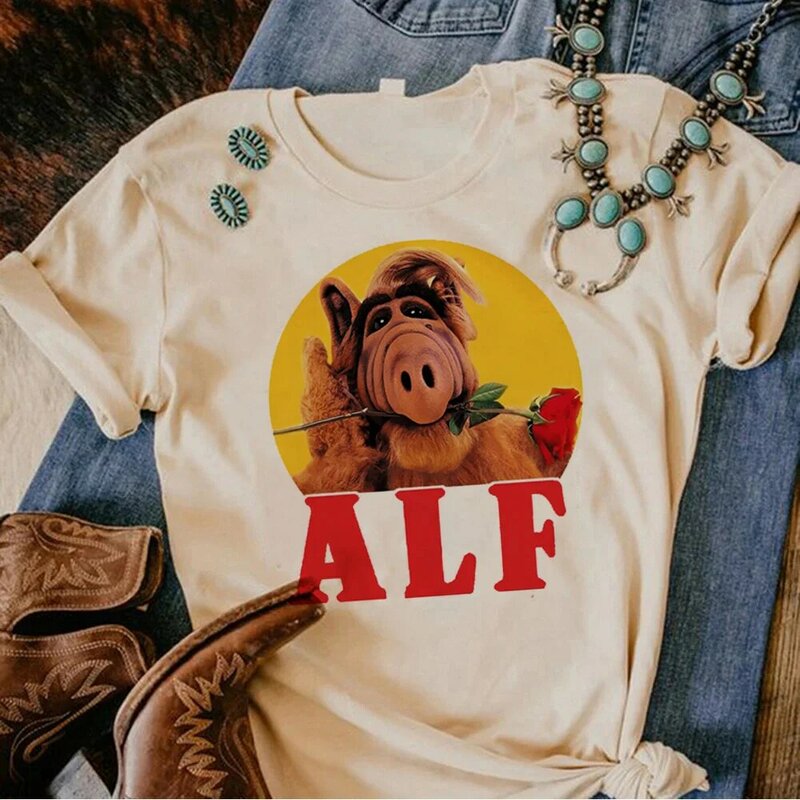 Alf top women Y2K Japanese graphic tshirt female designer funny comic clothes