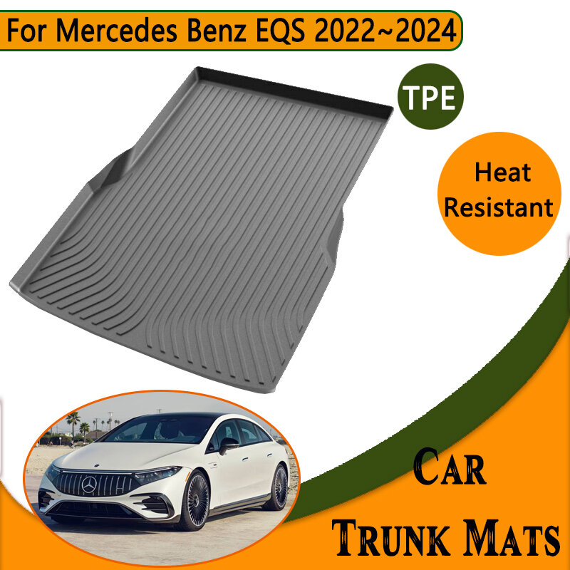 Polymères de coffre arrière de voiture pour Mercedes Benz, EQS 2022, accessoires 2023, 2024, tapis imperméable, facile à nettoyer, anti-sale, tapis de rangement EscalTPE