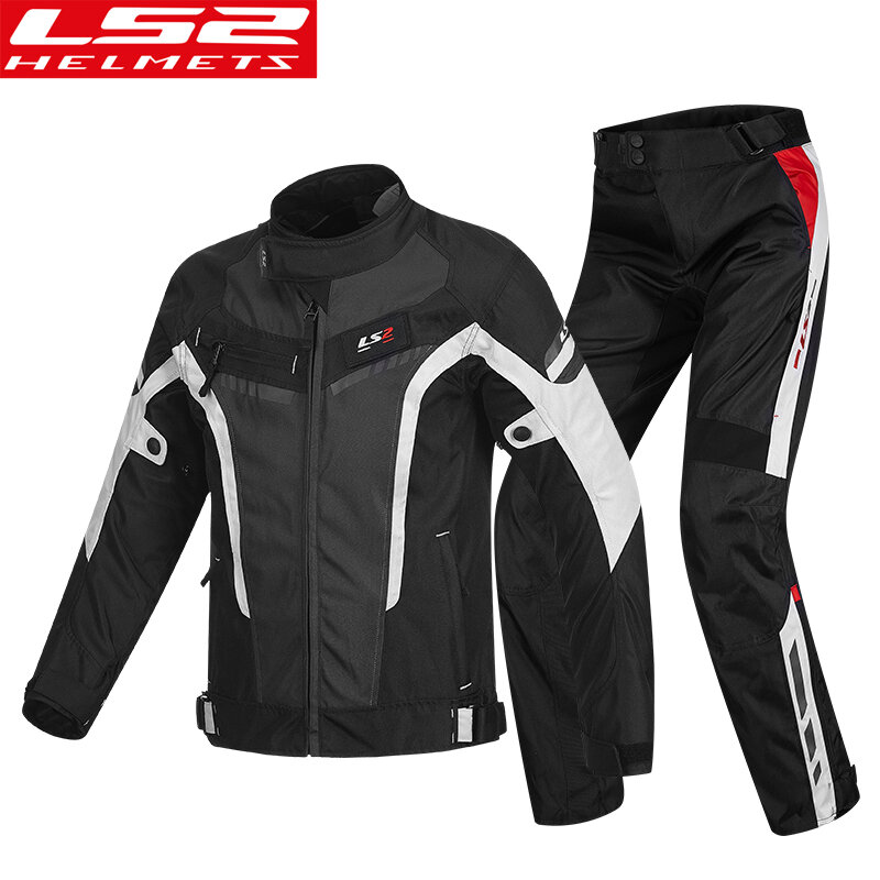 LS2 Setelan Celana Jaket Musim Dingin Jaket Balap Reflektif Perlengkapan Tahan Air Jaket Motor Pengendara Sepeda Motor Motocross Pakaian Motor