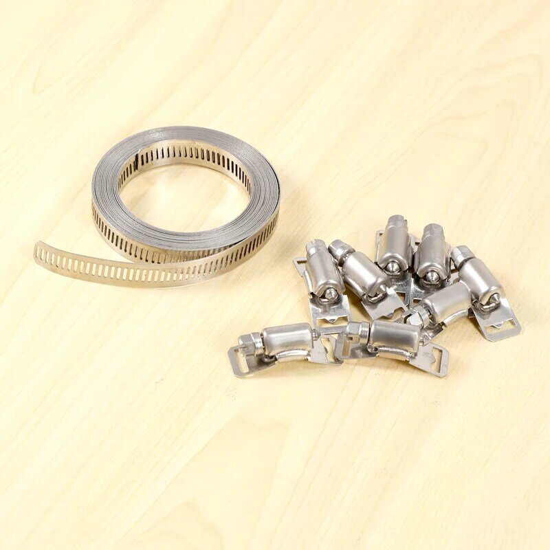 304 Stainless Steel Worm Clamp Hose Clamp Strap With Fasteners Adjustable DIY Pipe Hose Clamp Ducting Clamp 11.5 Feet
