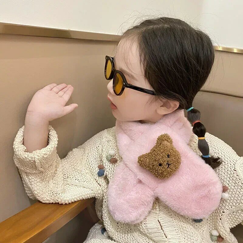 Kawaii Baby Scarfs Lovely Cartoon Doll Bear Shawls for Toddler Boy Girl Cute Scarf Autumn Winter Warm Baby Clothing Accessories