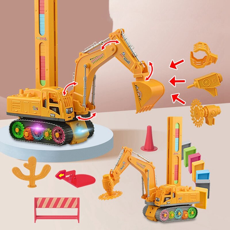 Zestaw koparek domina z koparką elektryczną zestaw zabawek dla chłopców i dziewcząt w wieku od 3 lat i więcej kreatywnych prezentów dla dzieci