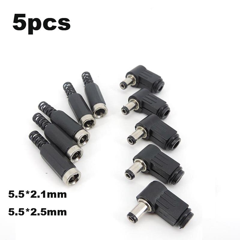 5.5MM * 2.5MM / 2.1MM DC male female Power Plug Jack Socket Adapter straight / Right angle 90 Degree Connector 5.5*2.5MM 5521 A7