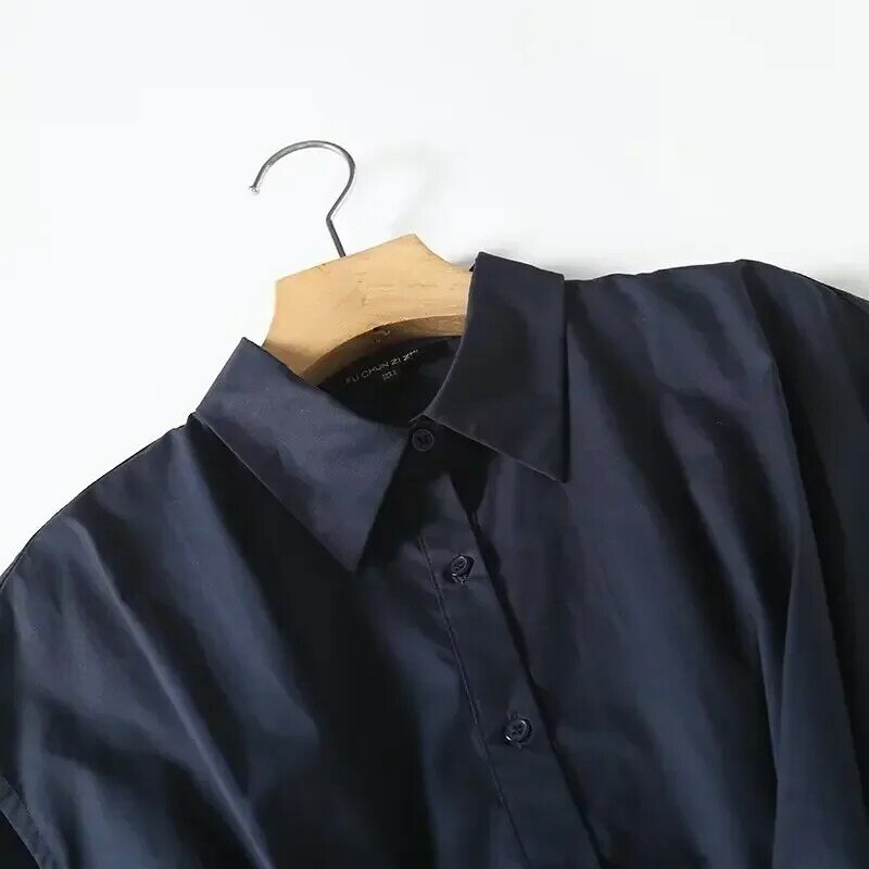 فستان قميص نسائي بلا أكمام ، تصميم بسيط ، حزام عالي الجودة ، موضة أنيقة ، ريترو ،
