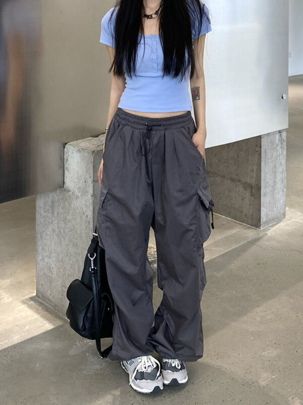 Streetwear Techwear Cargo Work Harajuku pantaloni dritti Alt abbigliamento pantaloni Casual per uomo pantaloni sportivi pantaloni larghi da donna