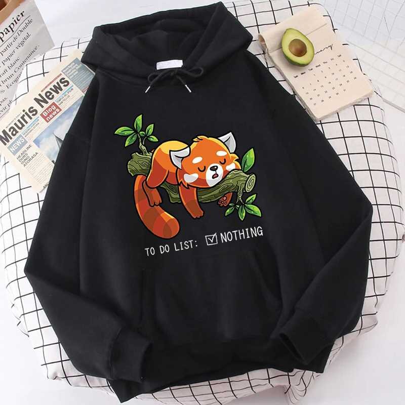 Grappige Rode Panda Print Hoodies Mode Vrouwen Heren Herfst Winter Sweatshirt Dames Streetwear Pullover