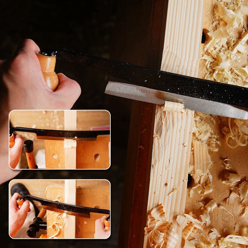 炭素鋼ブレード付き木工ドローナイフ、木製ハンドル、使いやすい