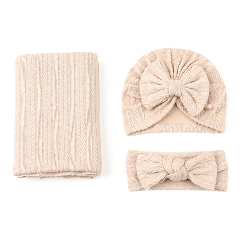 3 шт., детское пеленание, повязка на голову и шапочка, одеяло для новорожденных, подарок для душа
