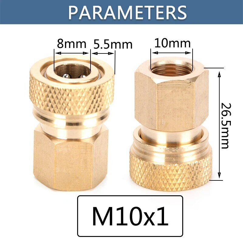 Coupler 8mm M8x1 Male Plug Stainless Steel with M10x1 Thickened Quick Disconnect Fitting Quick coupling combination 2pcs/set