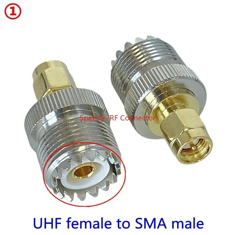 UHF SO239 PL259 to SMA 수 플러그 앤 암 잭 RF 동축 어댑터 커넥터, 와이어 터미널, 스트레이트, 빠른 배송, 황동 구리, 1 개