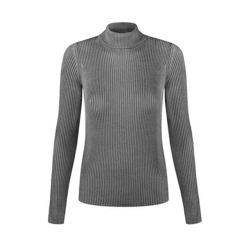 Женский трикотажный свитер с высоким воротником, облегающий эластичный Полосатый Топ с длинным рукавом, 2023