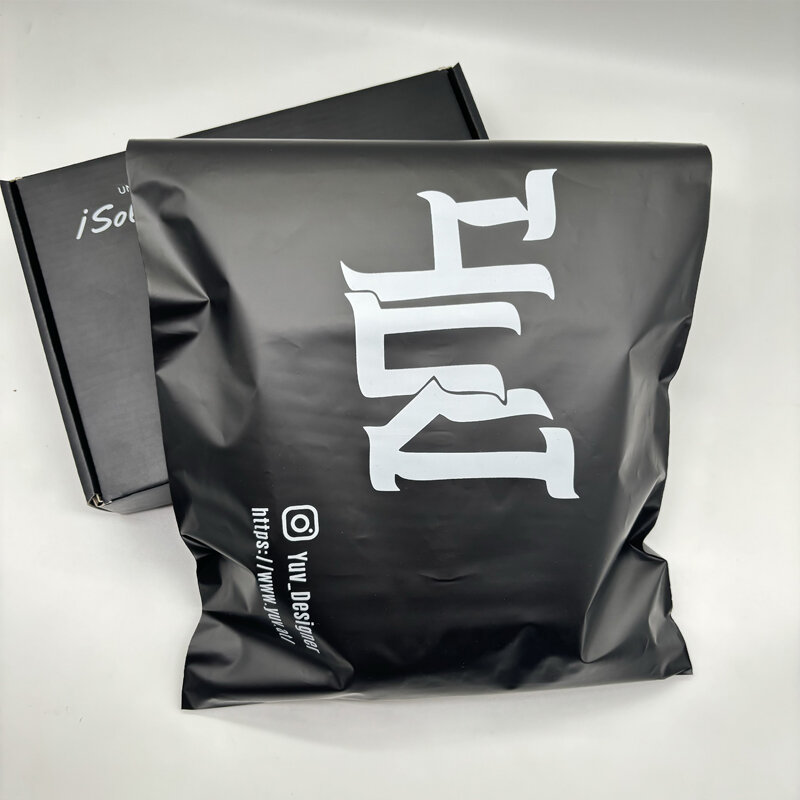 LOGO personalizzato nero Mailer spedizione postale Mailer per sciarpa corriere borsa piccola media grande nero riciclare sacchetti postali