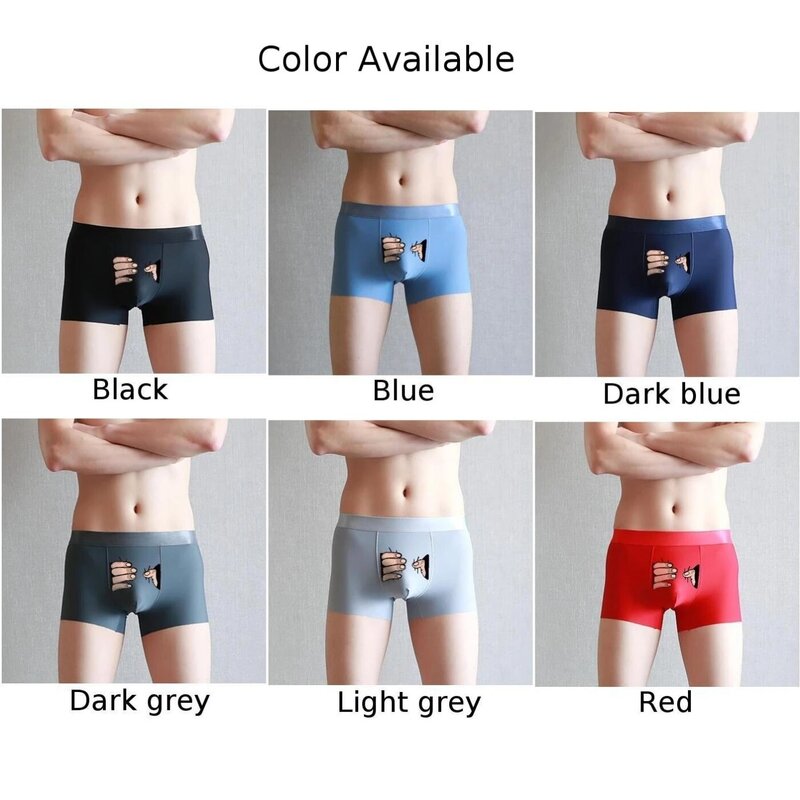 Sexy Men Ice Silk Boxer Shorts Funny Cartoon Underwear Cute Boxer Briefs Soft Breathable Panties Comfortable Seamless Underpants