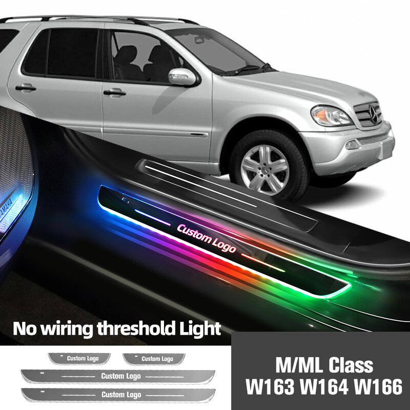 Dla Mercedes Benz M ML klasa W163 W164 W166 uszczelka do drzwi samochodu światło Logo na zamówienie LED pedał progowy akcesoria do Lamp