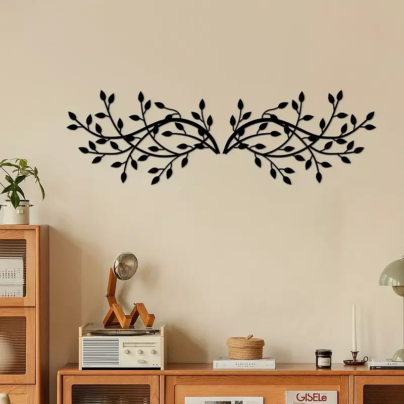 2 pieces Elegant Metal Tree Leaf Wall Decor for Indoor and Outdoor Decoration - Perfect for Office, Living Room,  and Home Decor