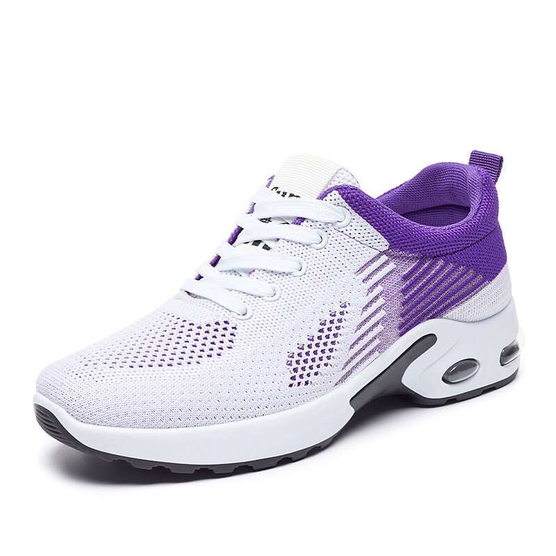 Дышащая сетчатая обувь для бега, женские уличные спортивные кроссовки на шнуровке с воздушной подушкой