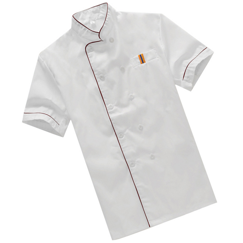 Унисекс шеф-повара, белая блузка с коротким рукавом, рубашка для обслуживания, рубашка для ресторана, отеля, пекарни, плита-Размер
