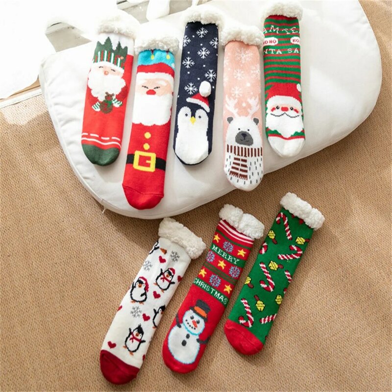 Weihnachten Fuzzy Socken Grip Frauen Stock Socke Weiche Weibliche Schuhe Hause Innen Weihnachten Geschenke Silikon Non Slip Boden Pantoffel Socke