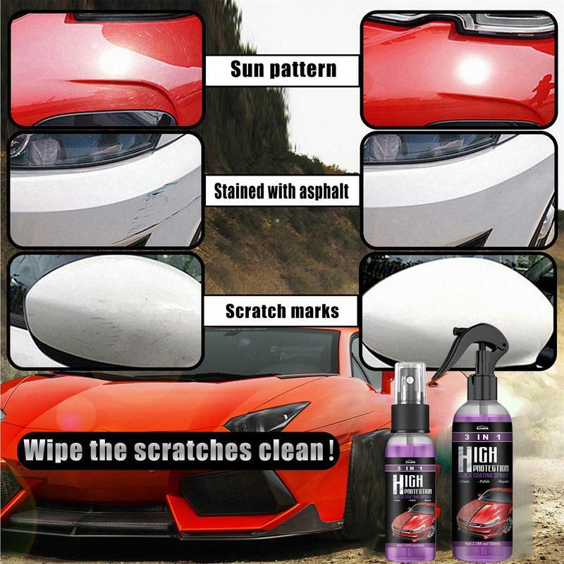 Spray impermeável do revestimento do carro, lavagem hidrofóbica, carro detalhando polonês, reparo rápido do risco, 3 em 1