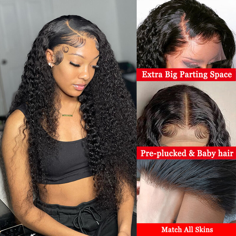 Deep Wave 13x6 HD Wig rambut manusia Frontal untuk wanita rambut manusia keriting Brasil 13x4 Wig depan renda 360 tanpa lem telah ditanami
