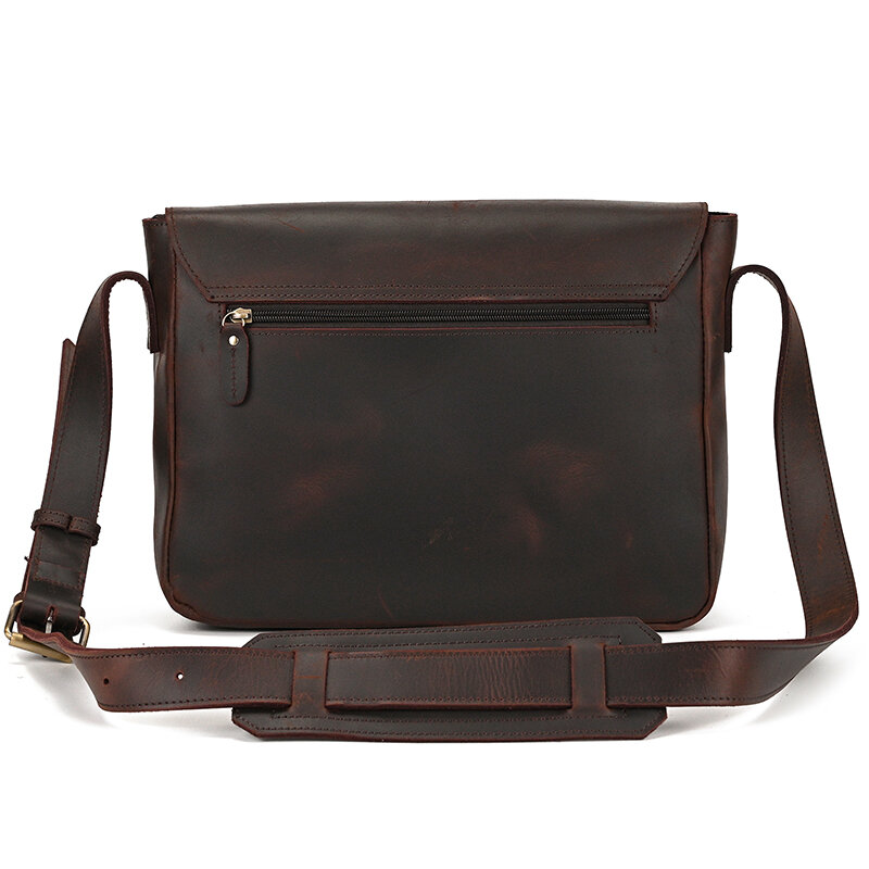 男性用のレトロな本革のラップトップバッグ,ショルダーストラップ付きのオフィスバッグ,茶色,ノートブック
