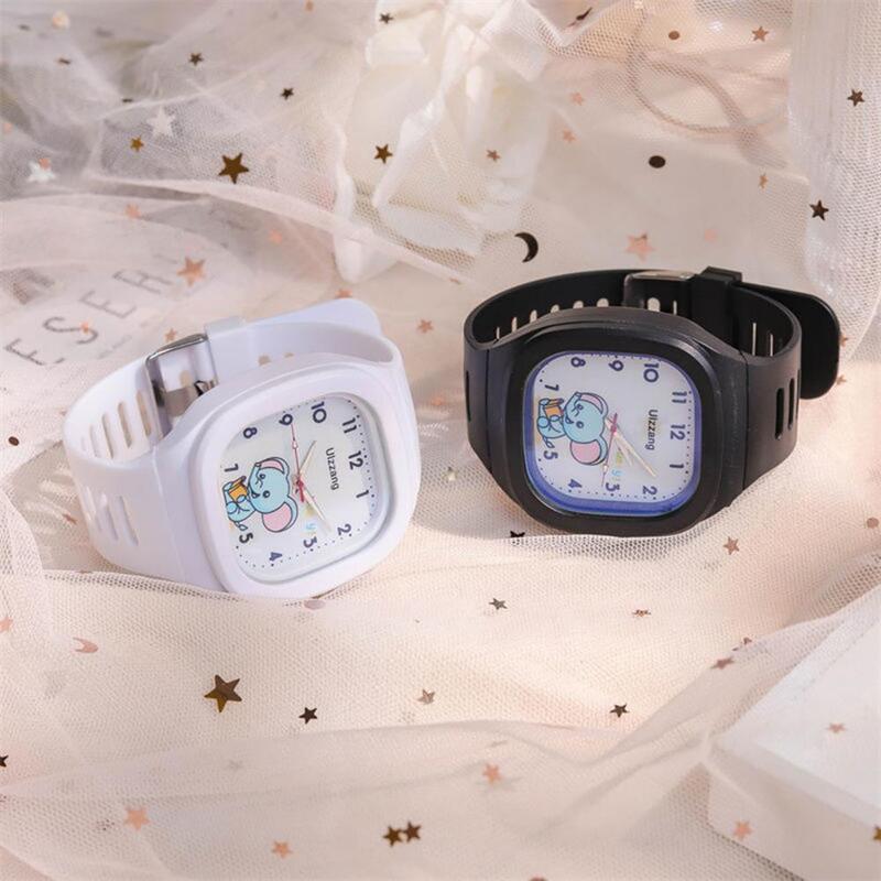 Round Corner Dial Watch Children's Elephant Pattern Square Dial Watch Waterproof Smartwatch with Camera Adjustable for Students