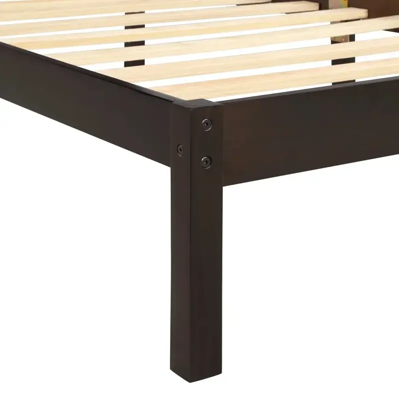 Twin Size Bed Frame, Platform Beds Frames with Headboard, Wood Platform Beds with Slat Support, Bed Frame