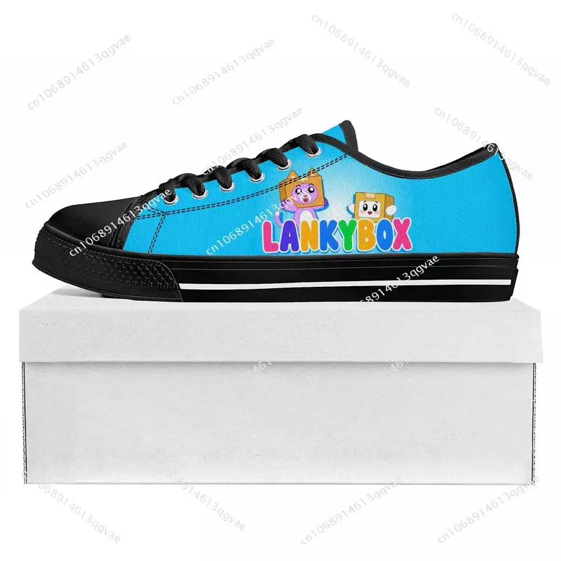 Desenhos animados L-Lanky Low Top Sneakers para mulheres e adolescentes, preto, sapatos feitos sob encomenda de lona, B-Box, personalizar sapato, alta qualidade