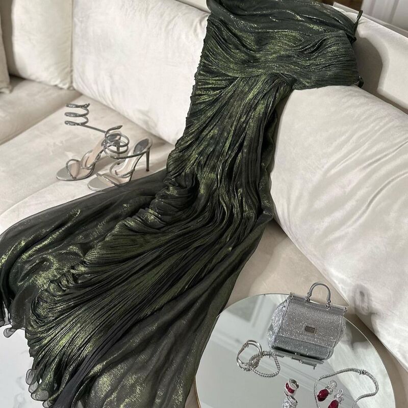 Oisslec zielone suknie balowe seksowne plisy bez rękawów sukienki koktajlowe sukienki weselne Bodycon sukienka Maxi bez pleców 2024